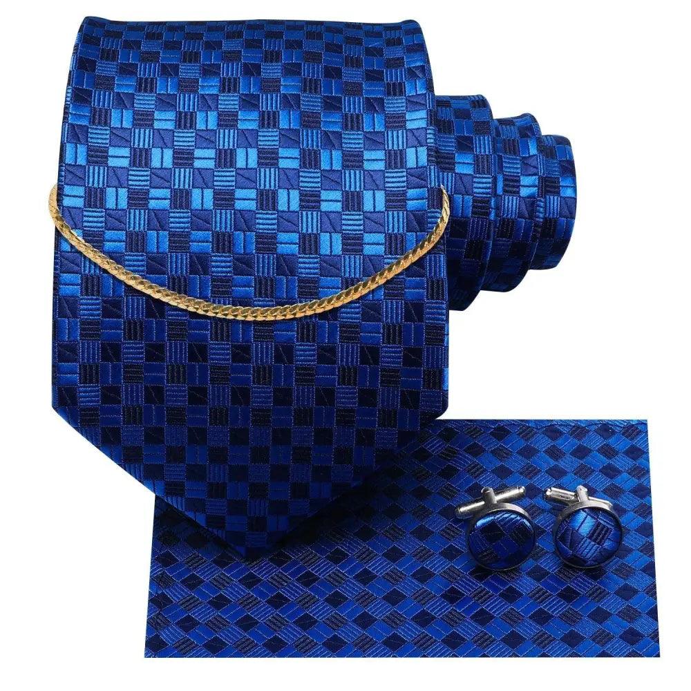 Business Silk Necktie Chain Classic Tie Square Handkerchief Elegant Cufflink Set