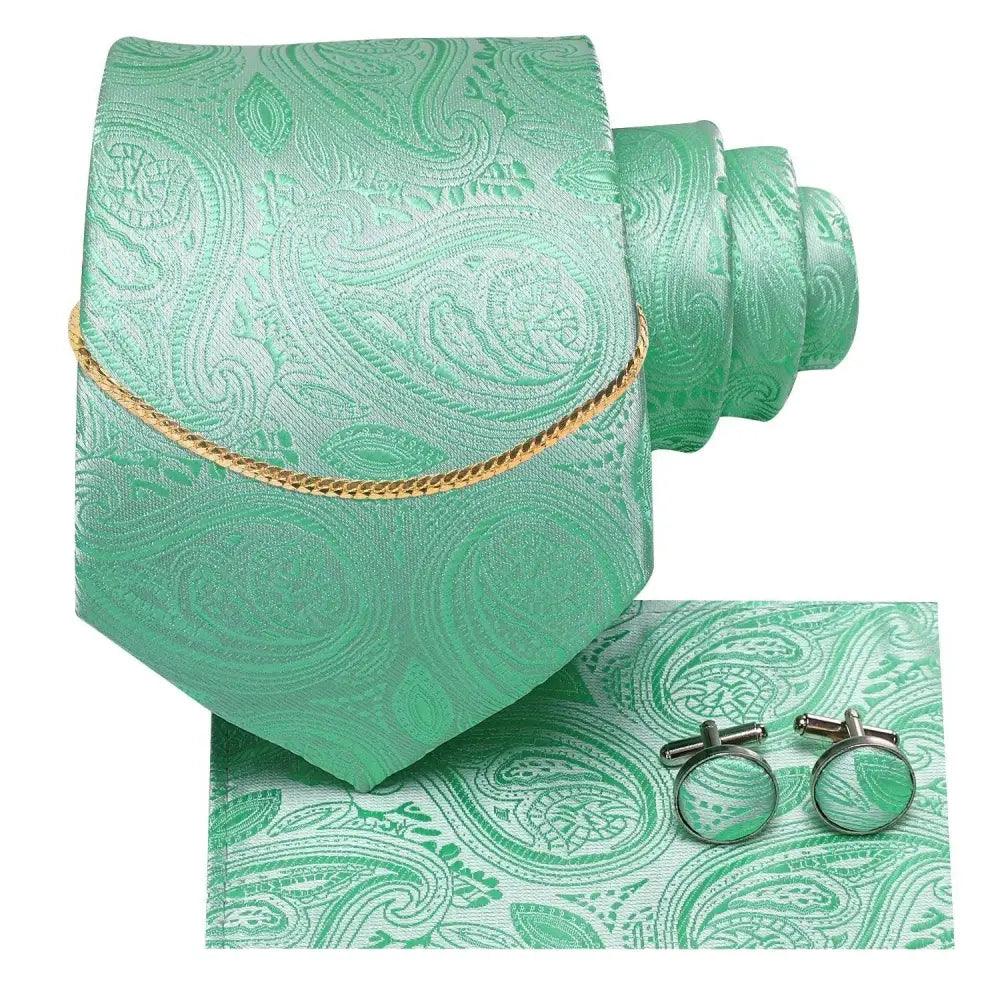 Business Silk Necktie Chain Classic Tie Square Handkerchief Elegant Cufflink Set