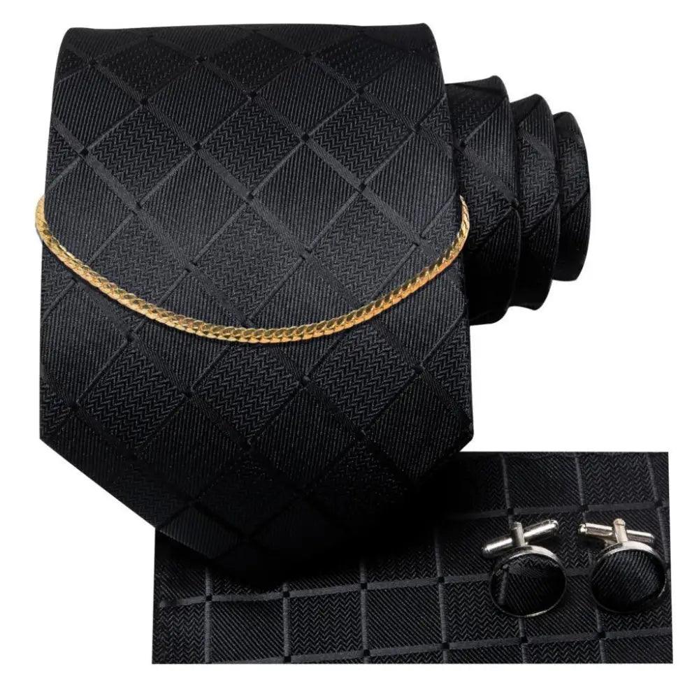 Business Silk Necktie Chain Classic Tie Square Handkerchief Elegant Cufflink Set