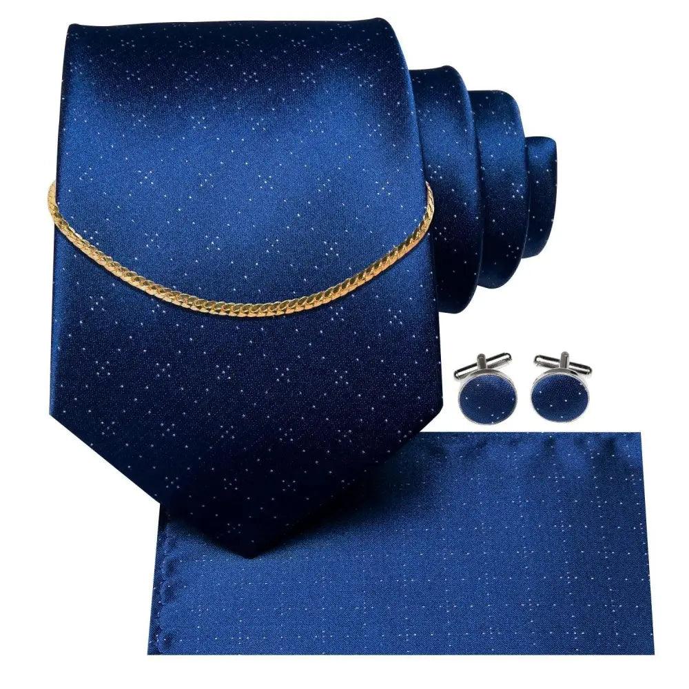 Business Silk Necktie Chain Classic Tie Square Handkerchief Elegant Cufflink Set