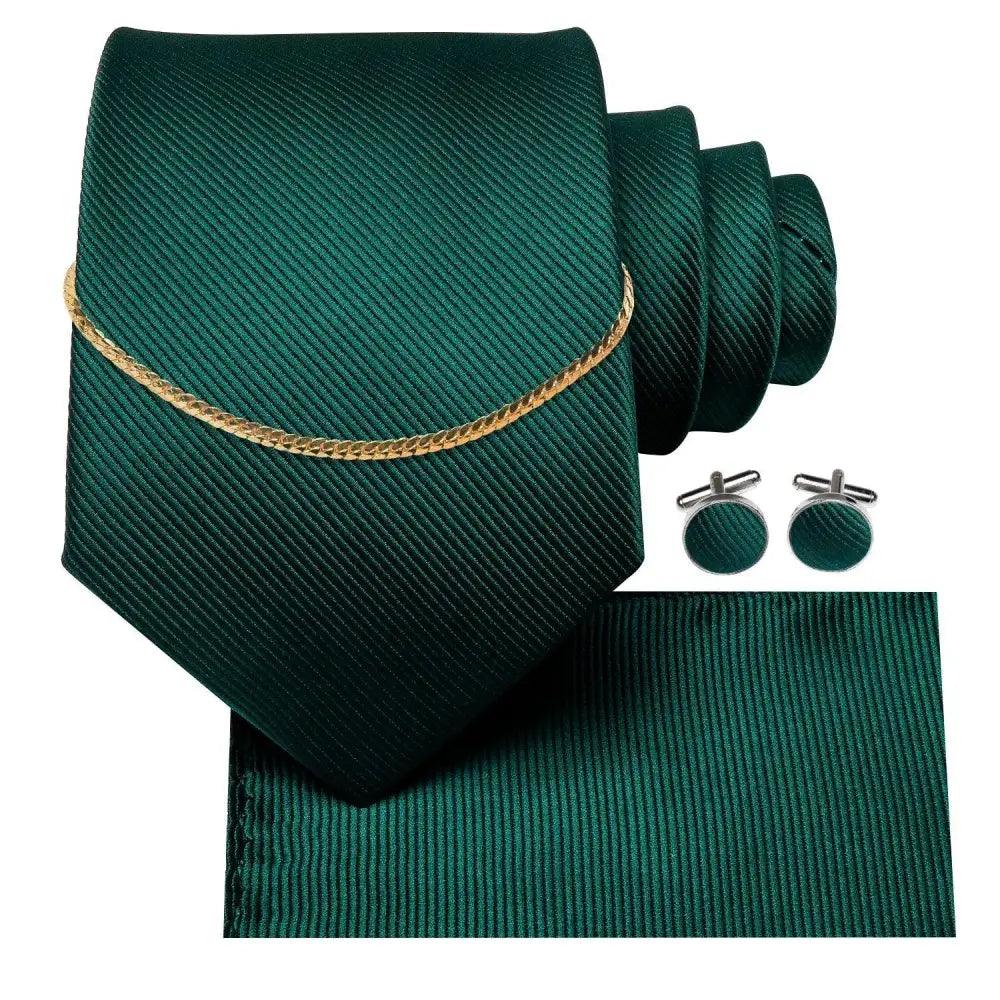 Business Silk Necktie Chain Classic Tie Square Handkerchief Elegant Cufflink Set
