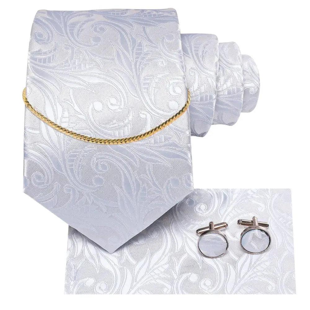 Business Silk Necktie Chain Classic Tie Square Handkerchief Elegant Cufflink Set
