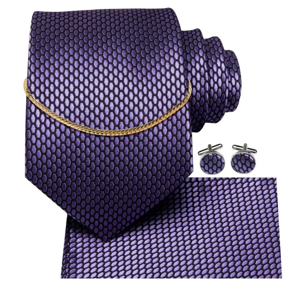 Business Silk Necktie Chain Classic Tie Square Handkerchief Elegant Cufflink Set