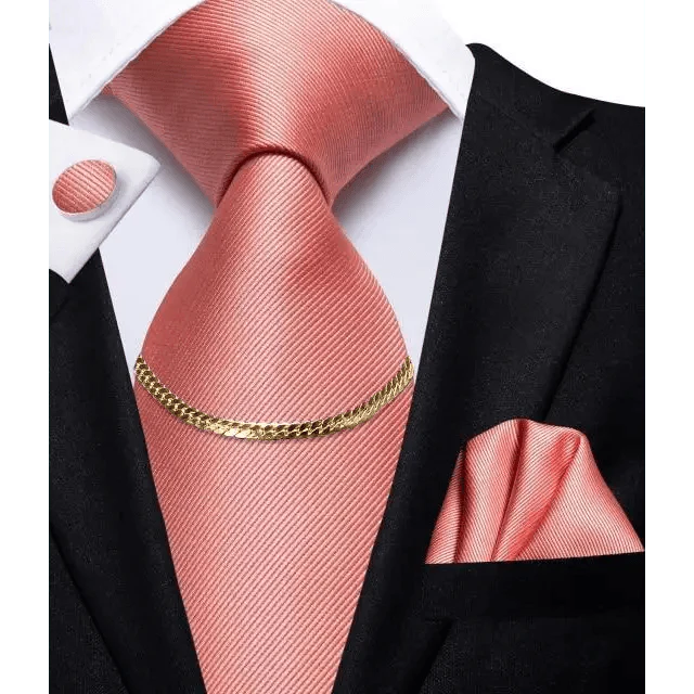 Business Silk Necktie Chain Classic Tie Square Handkerchief Elegant Cufflink Set