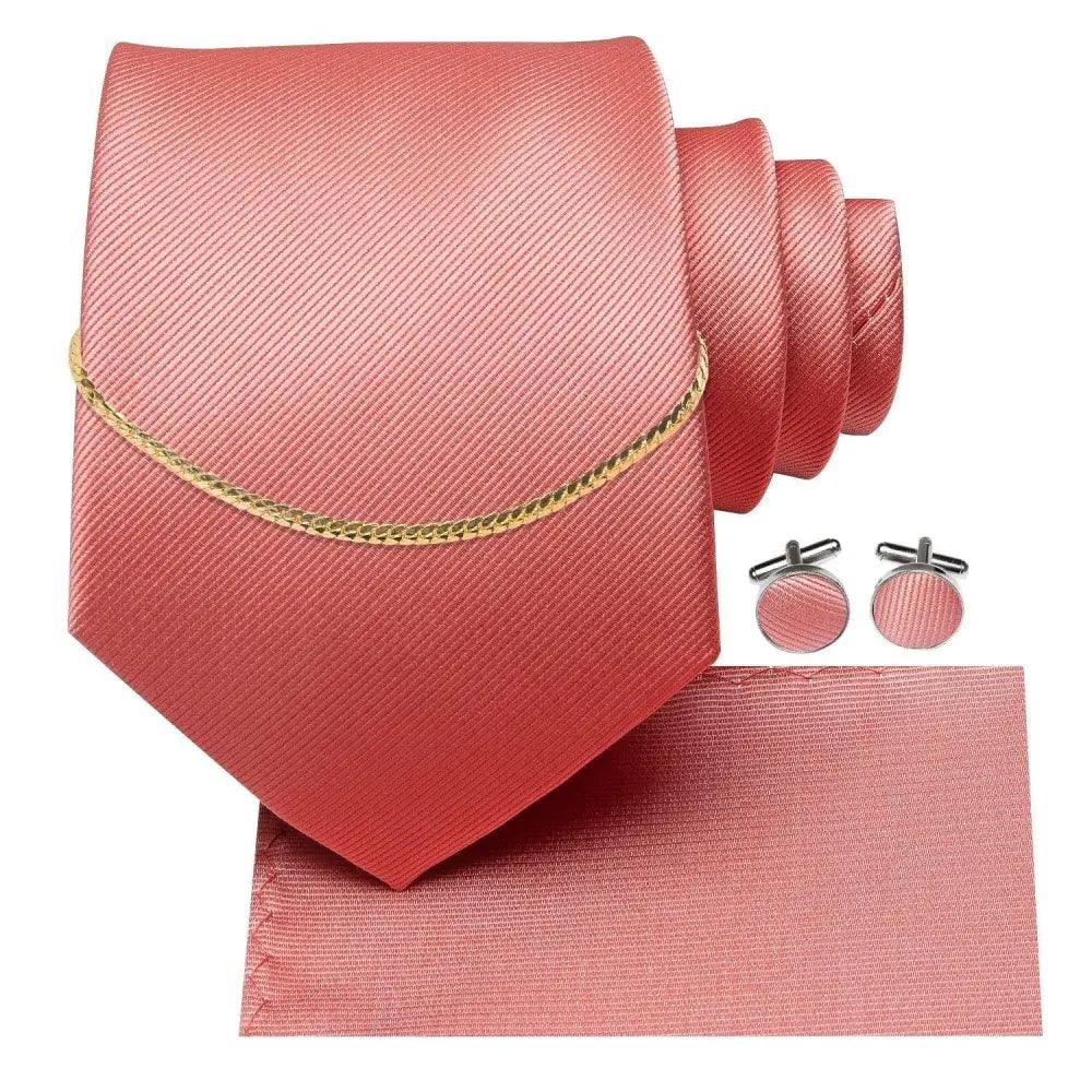 Business Silk Necktie Chain Classic Tie Square Handkerchief Elegant Cufflink Set