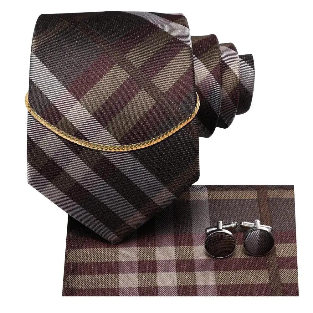 Business Silk Necktie Chain Classic Tie Square Handkerchief Elegant Cufflink Set