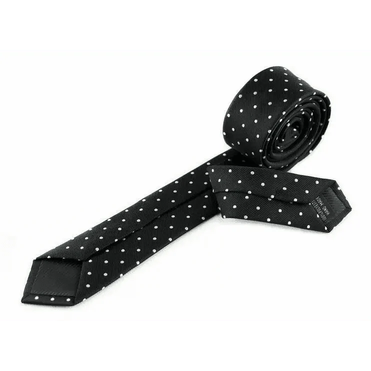 Business Black Skinny Ties Polyester Silk Necktie For Men Washable Formal Office Simple Design Necties Solid Color Skinny Tie Slim Necktie For Men