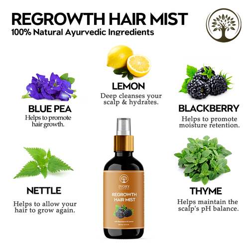 Ivory Natural Hair Mist For Long Hair For Growth Of Hair, Strengthen Follicles, And Restore Shine
