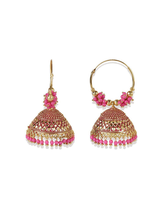 Gold-Polished Alloy Hoop And Jhumki Earrings - The Pari