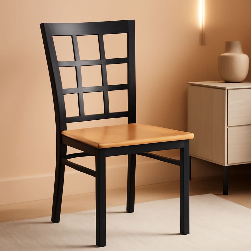 Hercules Series Black Metal Restaurant Chair With Wood Seat