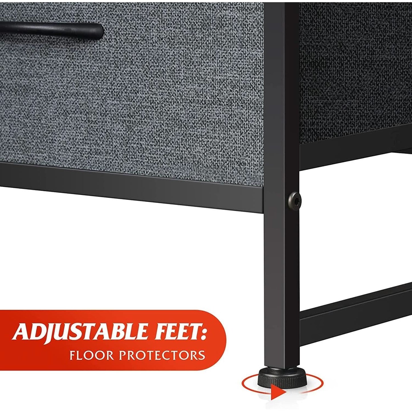 Six Drawer Dark Grey Fabric Dresser For Bedroom Storage