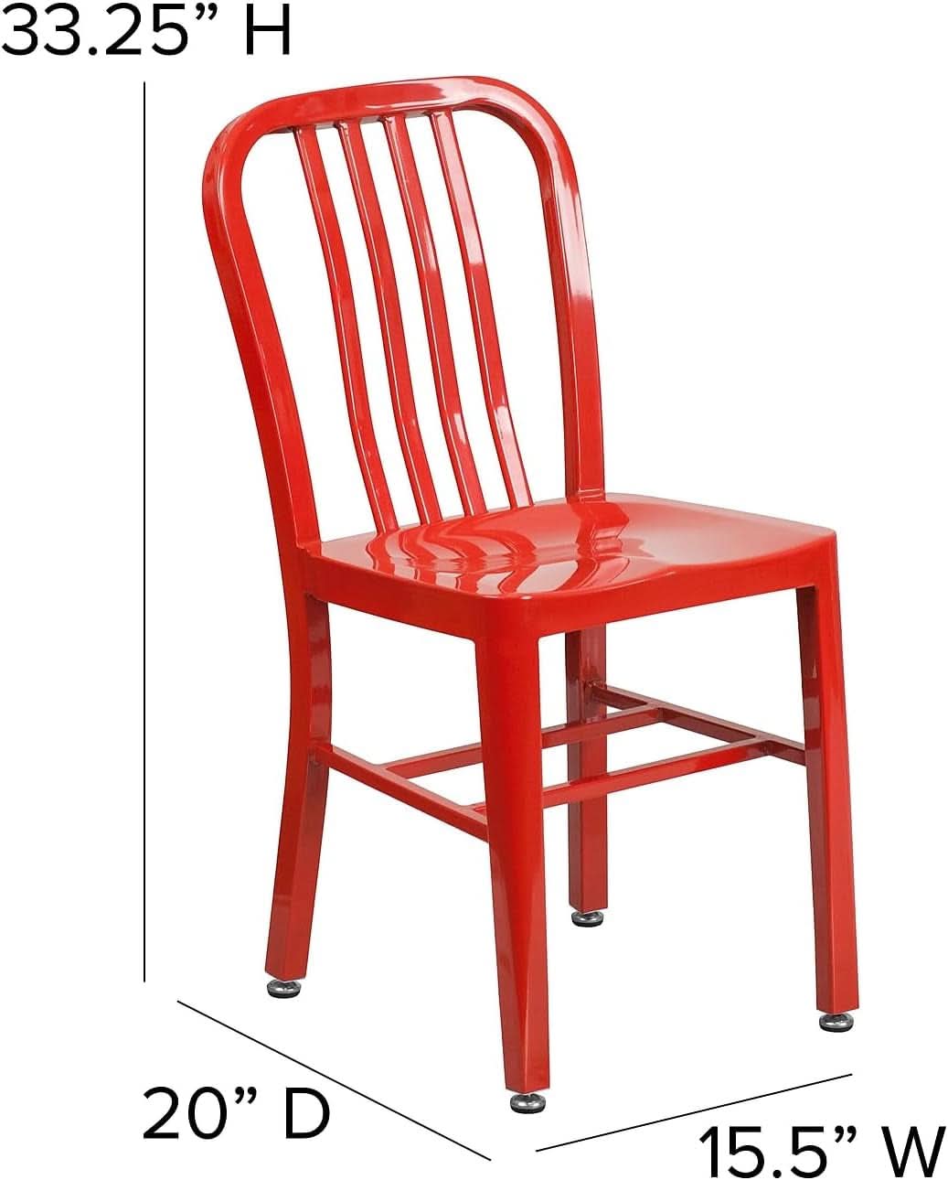 Commercial Grade Red Metal Indoor Outdoor Chair For Dining