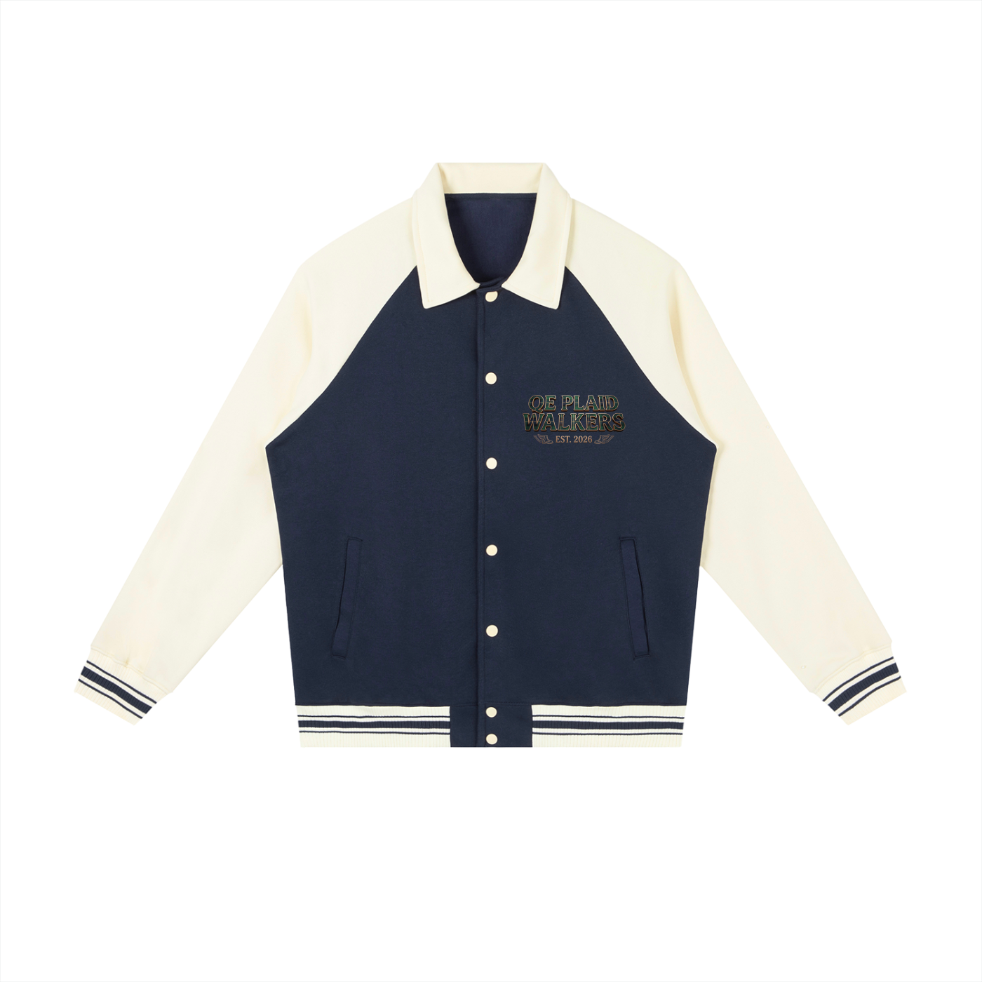 QE Plaid Walkers Sleeve Baseball Jacket