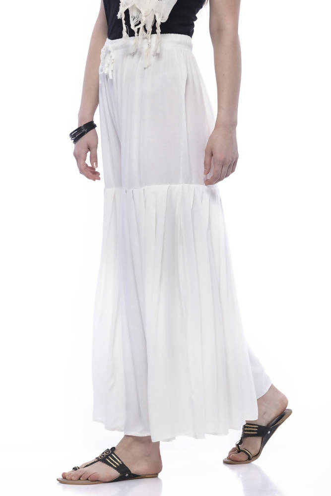 Mominos Fashion Reyon Cotton Off White Palazzo