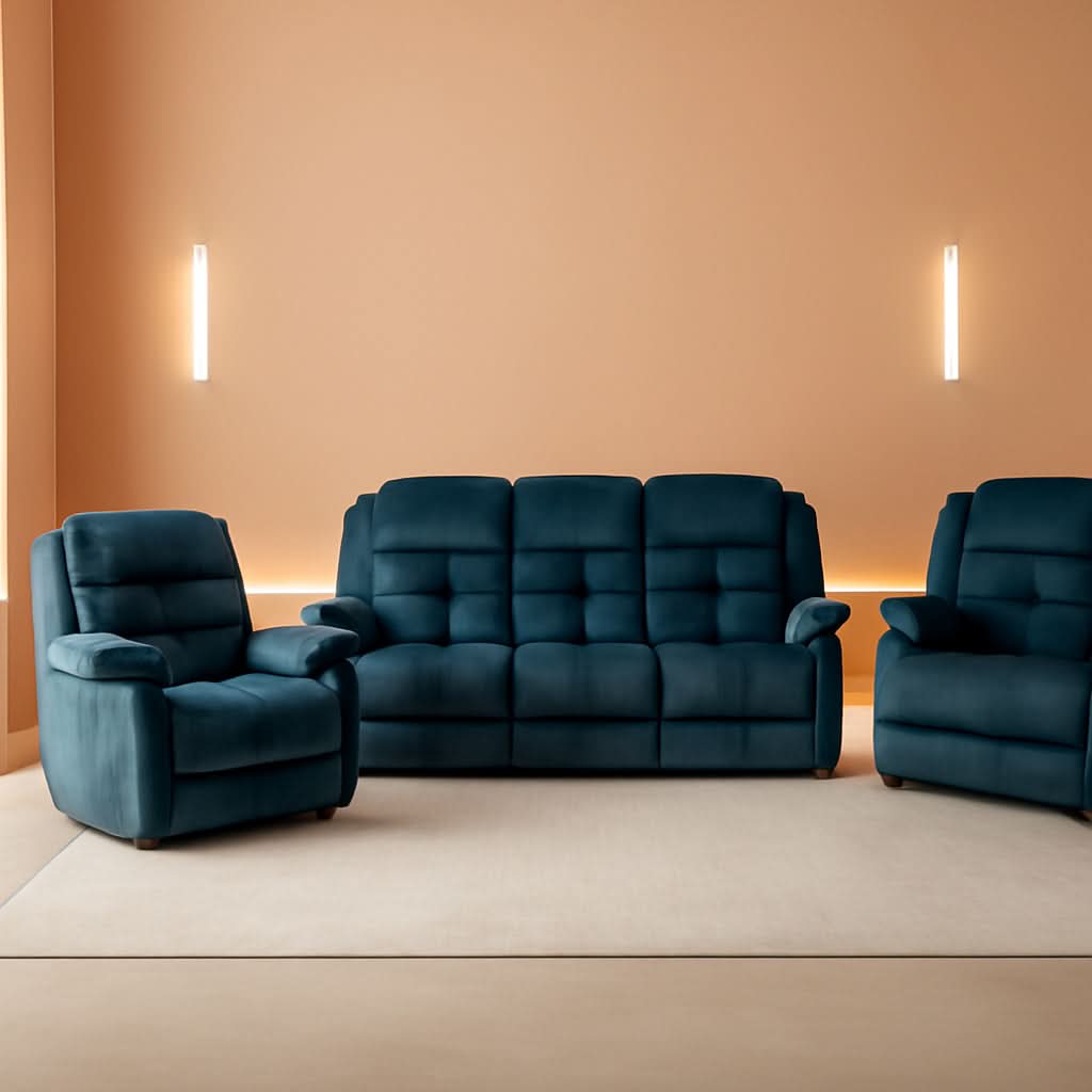 Grey Manual Reclining Living Room Set With One Seat Recliner And 3 Seat Sofa