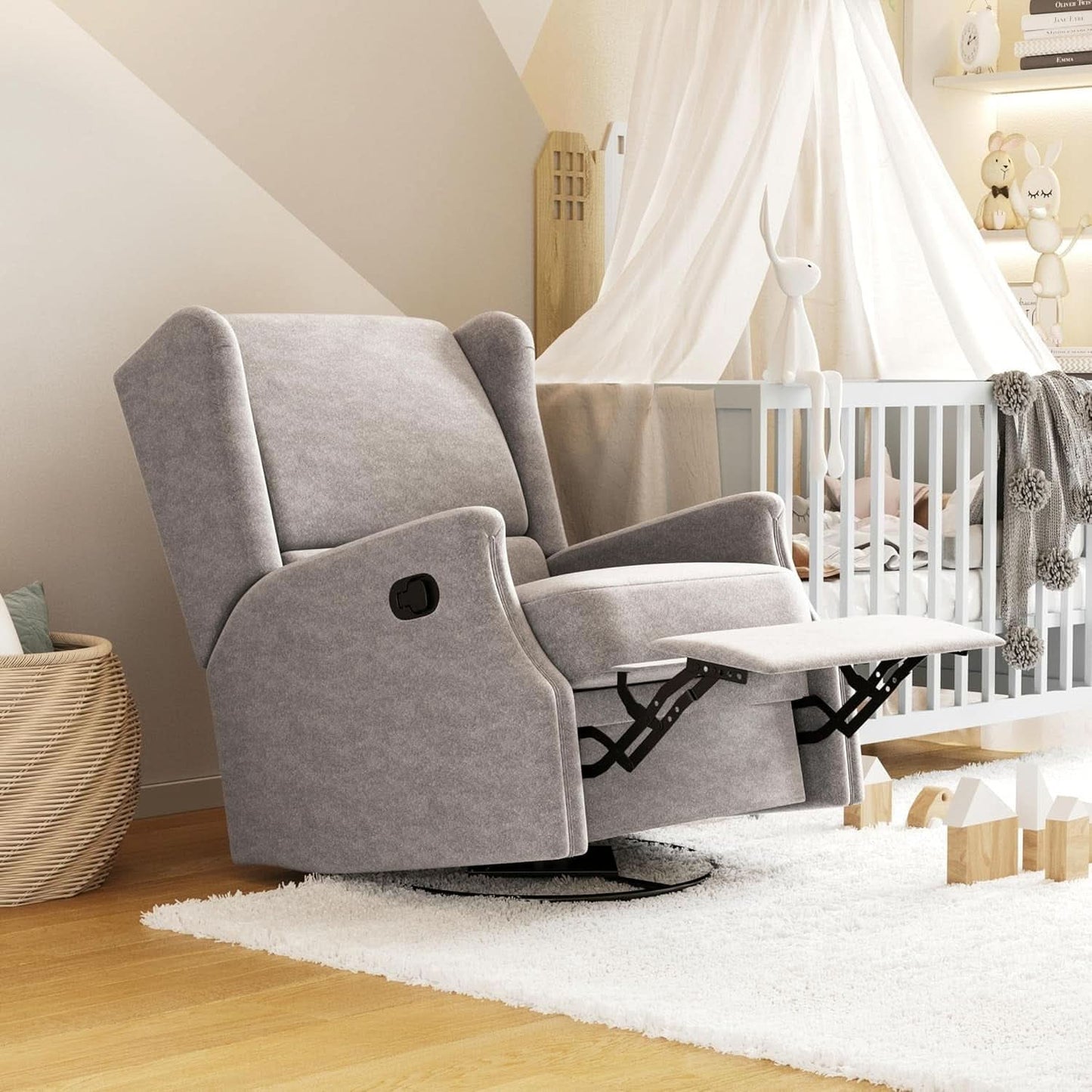 Omma Swivel Glider Rocking Recliner 360 Degree Swivel Light Gray