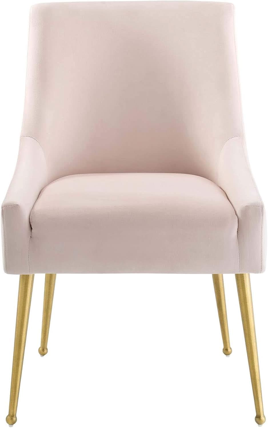 Pink Velvet Dining Chair With Gold Accents For Dining Room