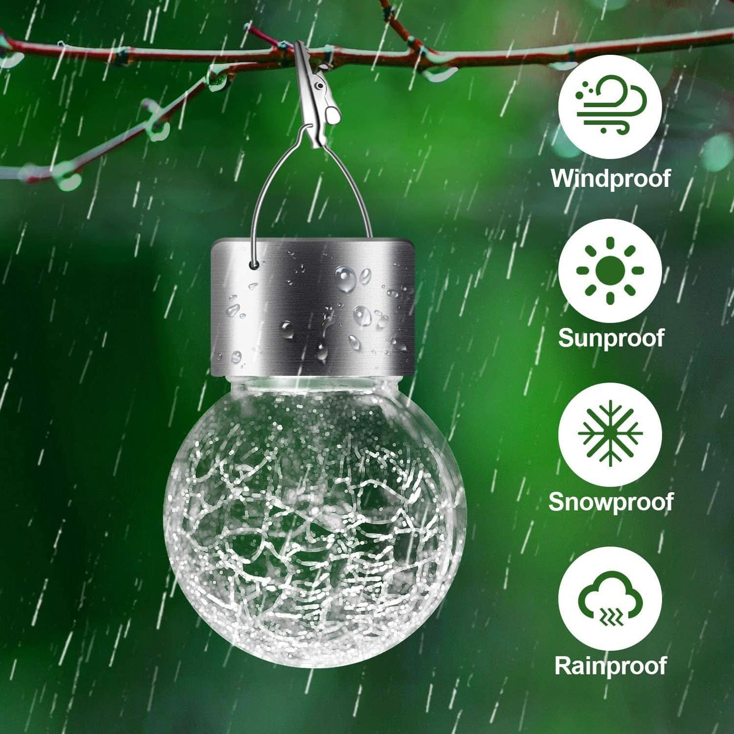 Solar Hanging Globe Lights Waterproof Cold White 24 Pack