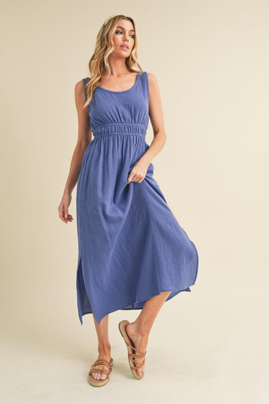 New Summer Side Slit Round Neck Sleeveless Tank Dress For Women – Versatile, Comfortable & Stylish for Warm Weather