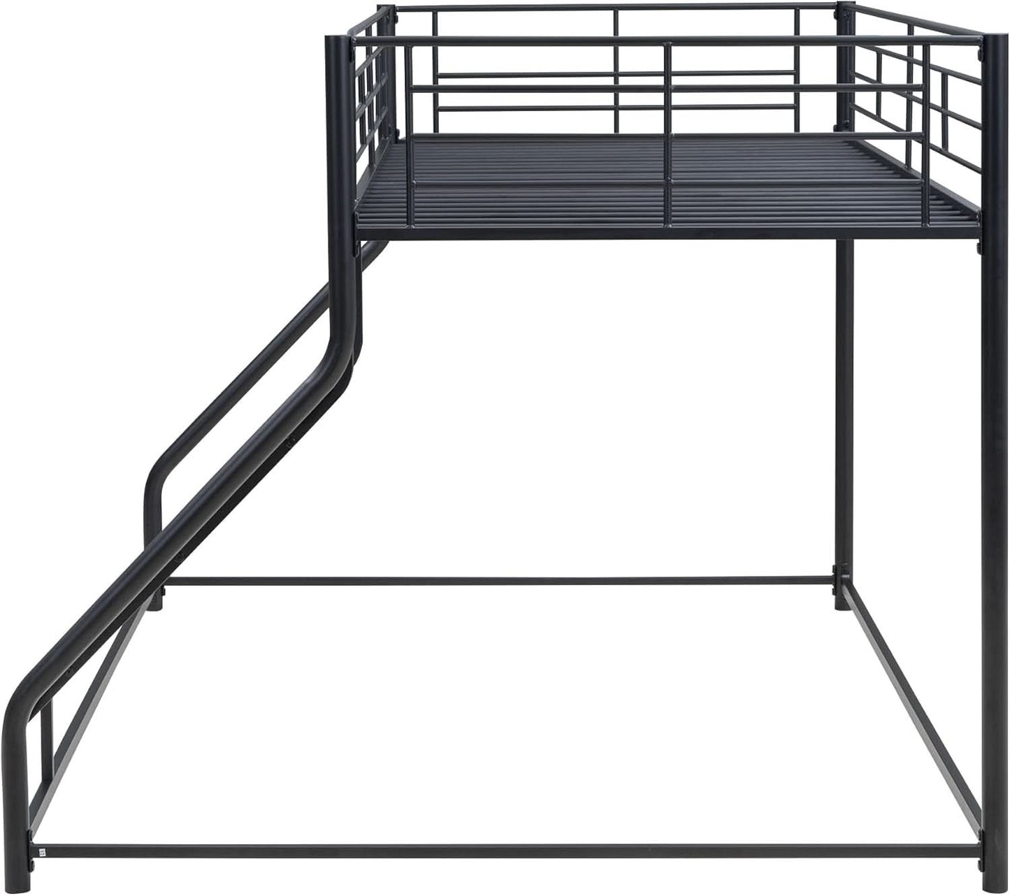 Heavy Duty Twin Over Queen Metal Bunk Bed In Black