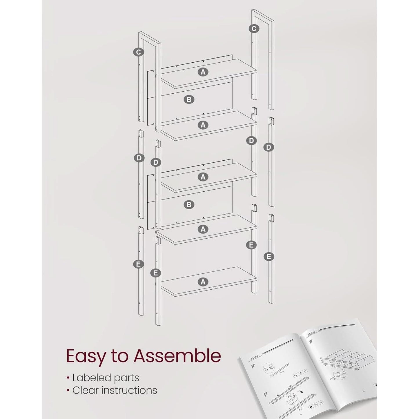 Industrial 65 Inch High Bookshelf With Steel Frame