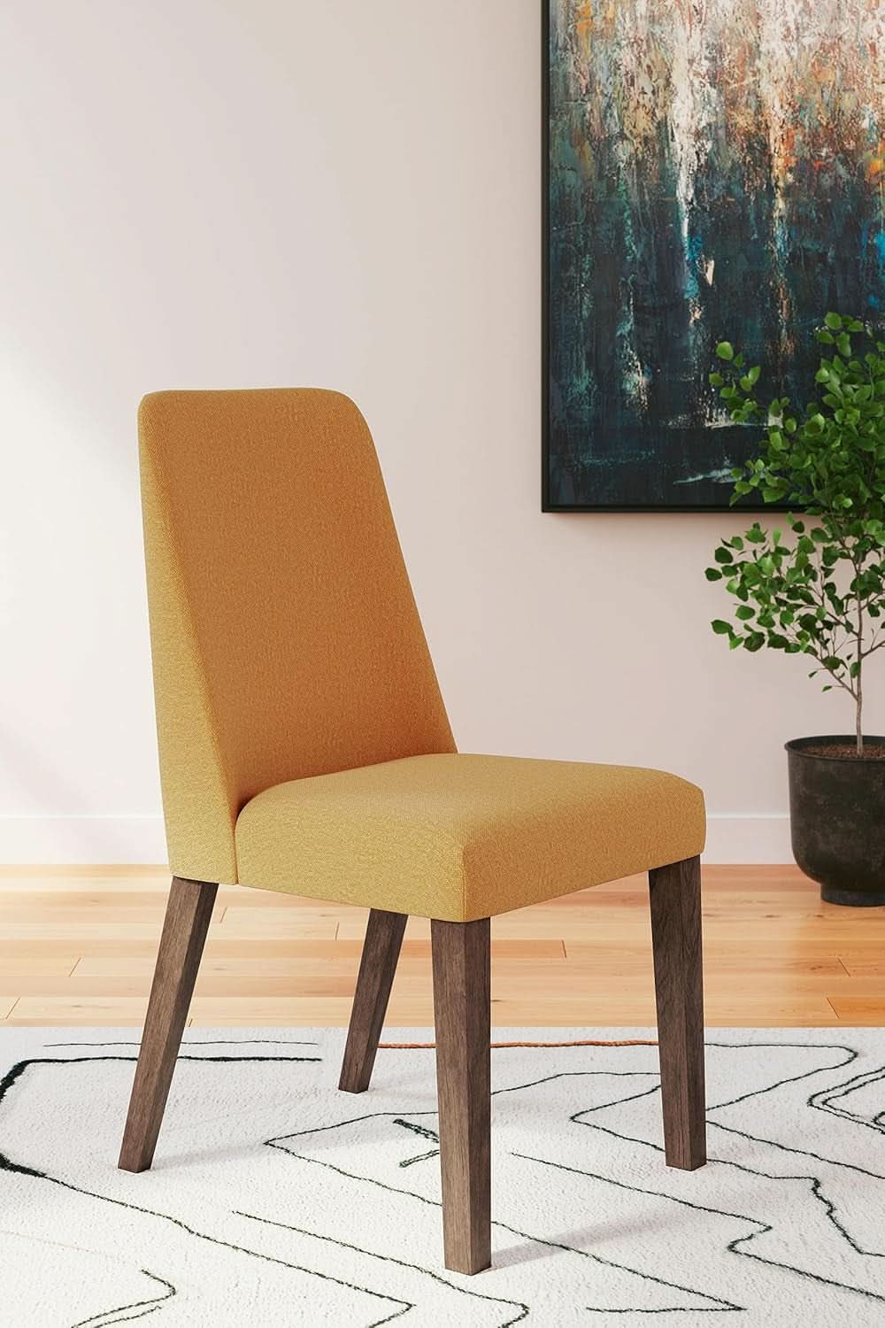 Lyncott Upholstered Dining Chair Yellow And Brown Foam Cushion