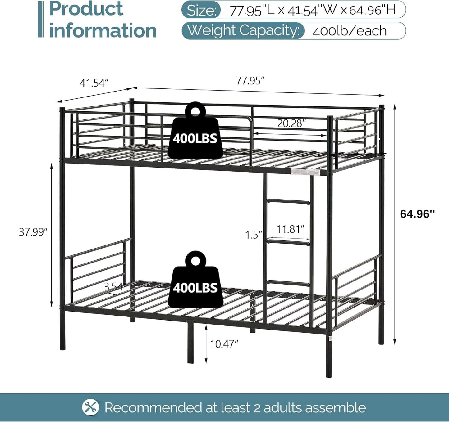 Twin Over Twin Bunk Bed With Stairs Black Metal Frame