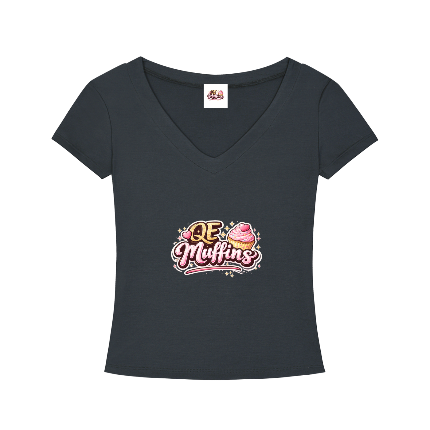 QE Muffins Tencel Slim Fit V-Neck T-Shirt