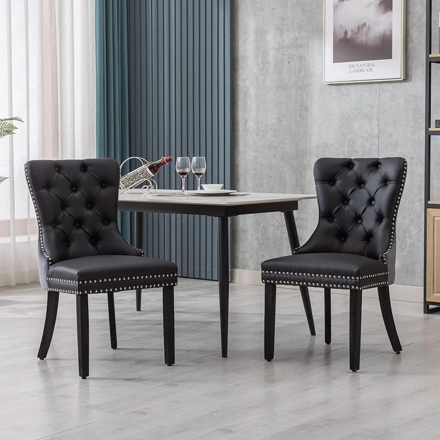Set Of 4 Dining Chairs Upholstered Tufted For Dining Room