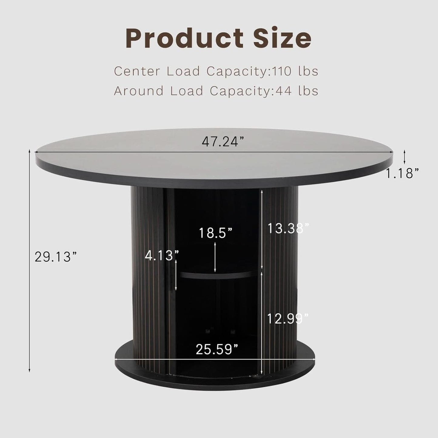 Round Dining Table Featuring Concealed Storage Black