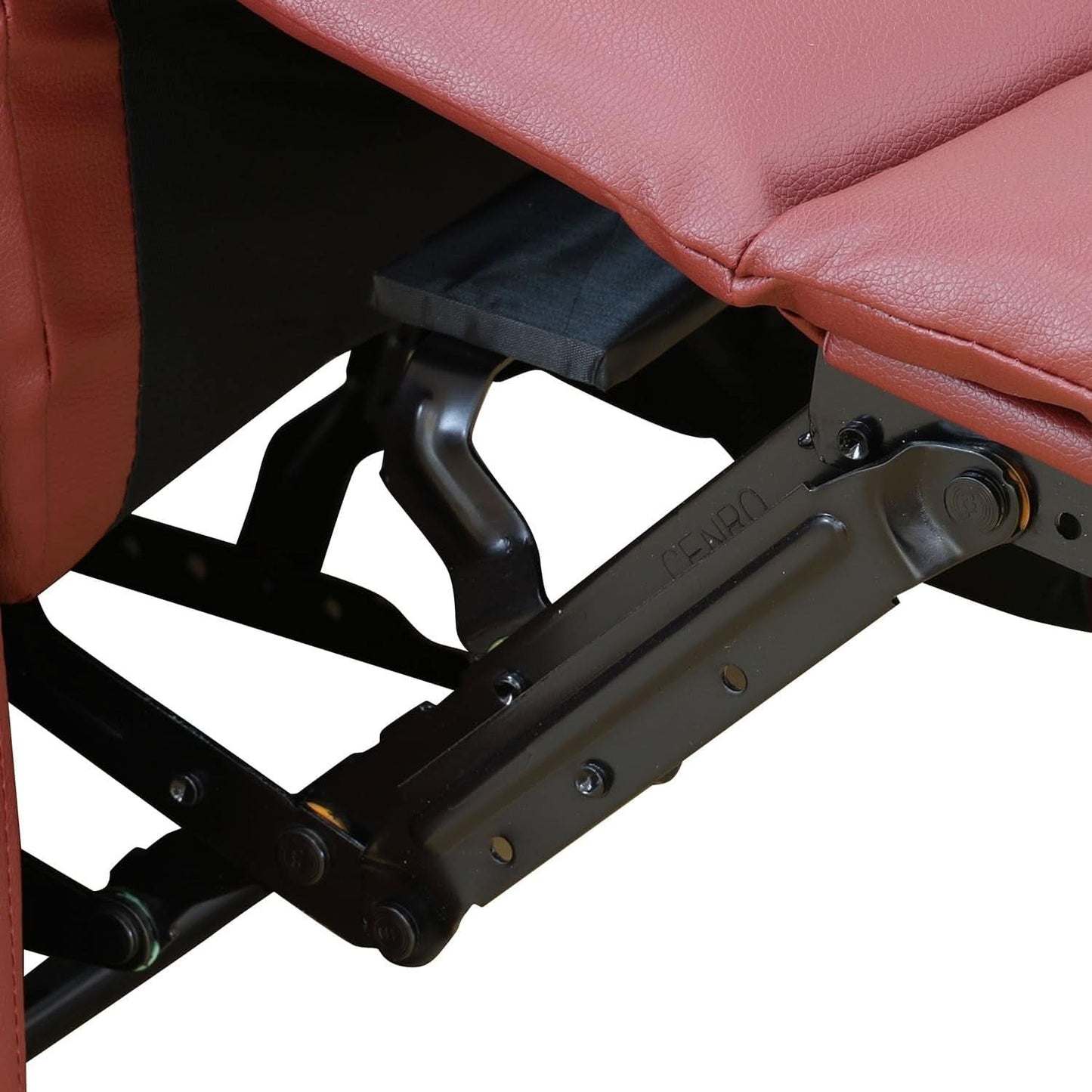 Red Faux Leather Reclining Loveseat With Storage Console