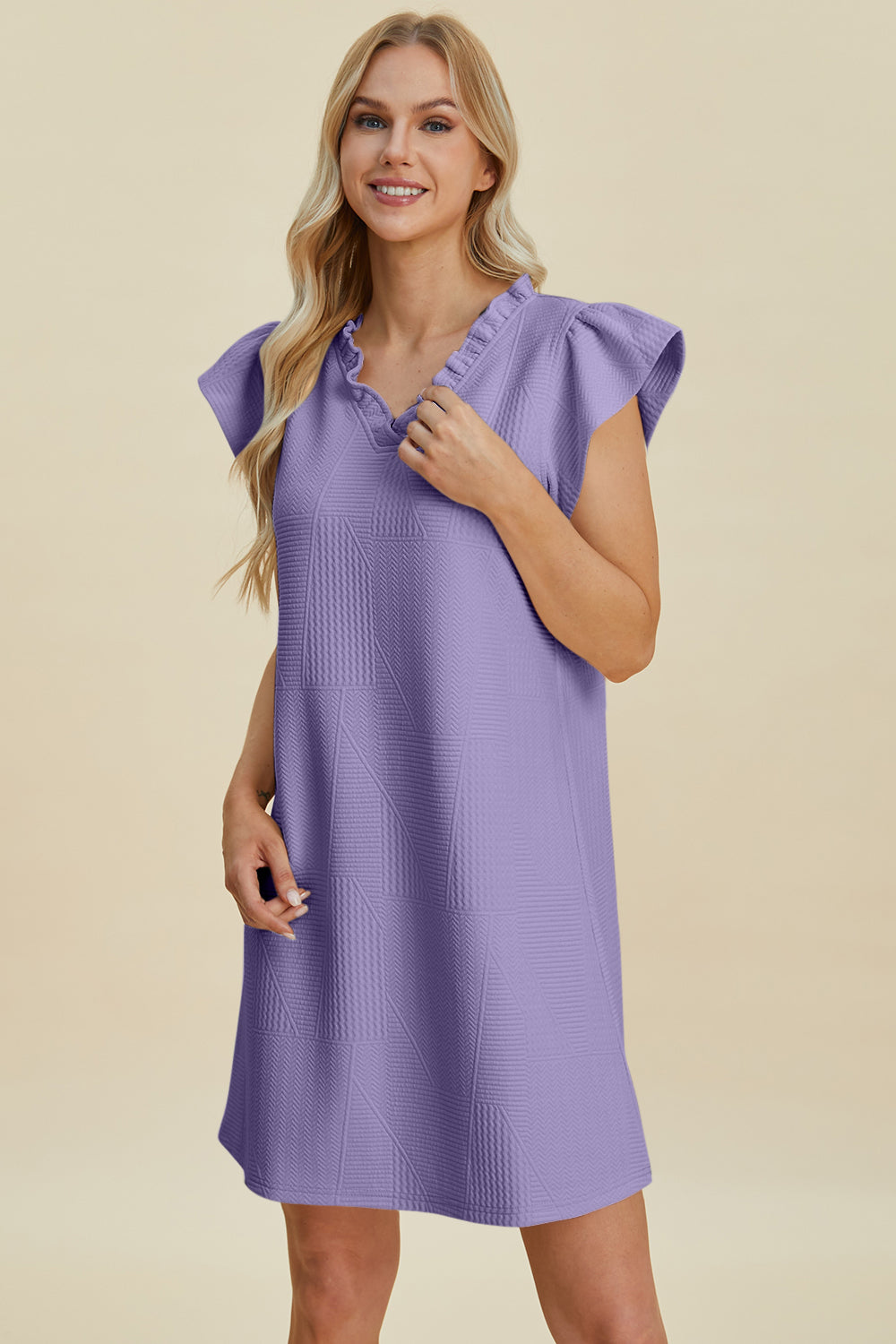 Double Take Full Size Ruffled V-Neck Cap Sleeve Dress – Ruffled V-Neck Dress, Cap Sleeve Dress, Elegant Ruffled Dress, Flattering V-Neck Dress, Stylish Full-Size Dress, Comfortable Ruffle Dress, Chic Cap Sleeve Dress