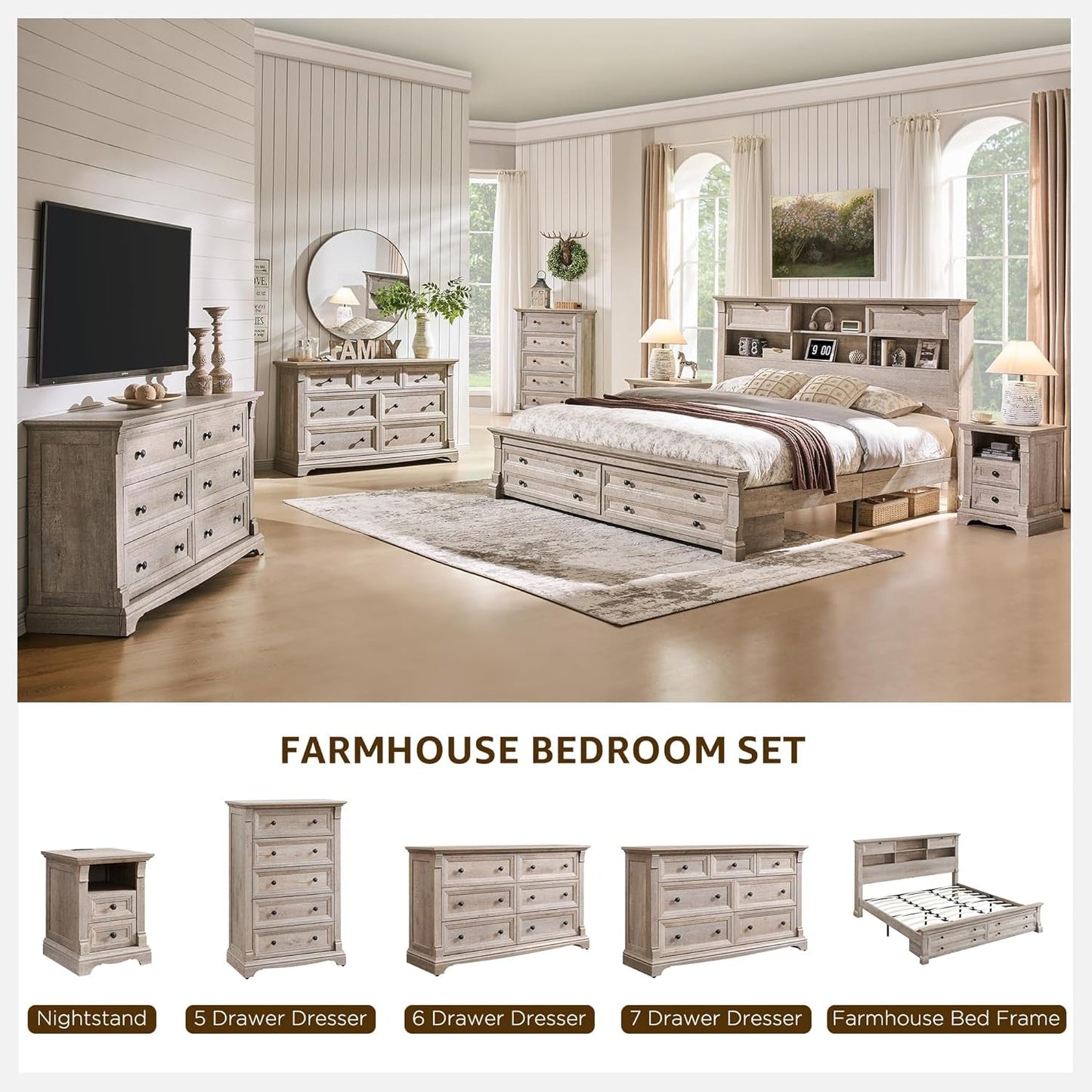 Dresser Cabinet FiftyFourInch Wide Distressed Oak Finish
