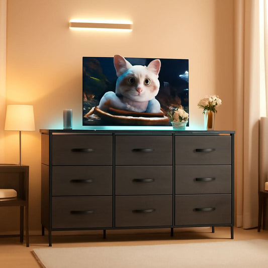 Dresser TV Stand 55 Inch With LED Lighting And Charging