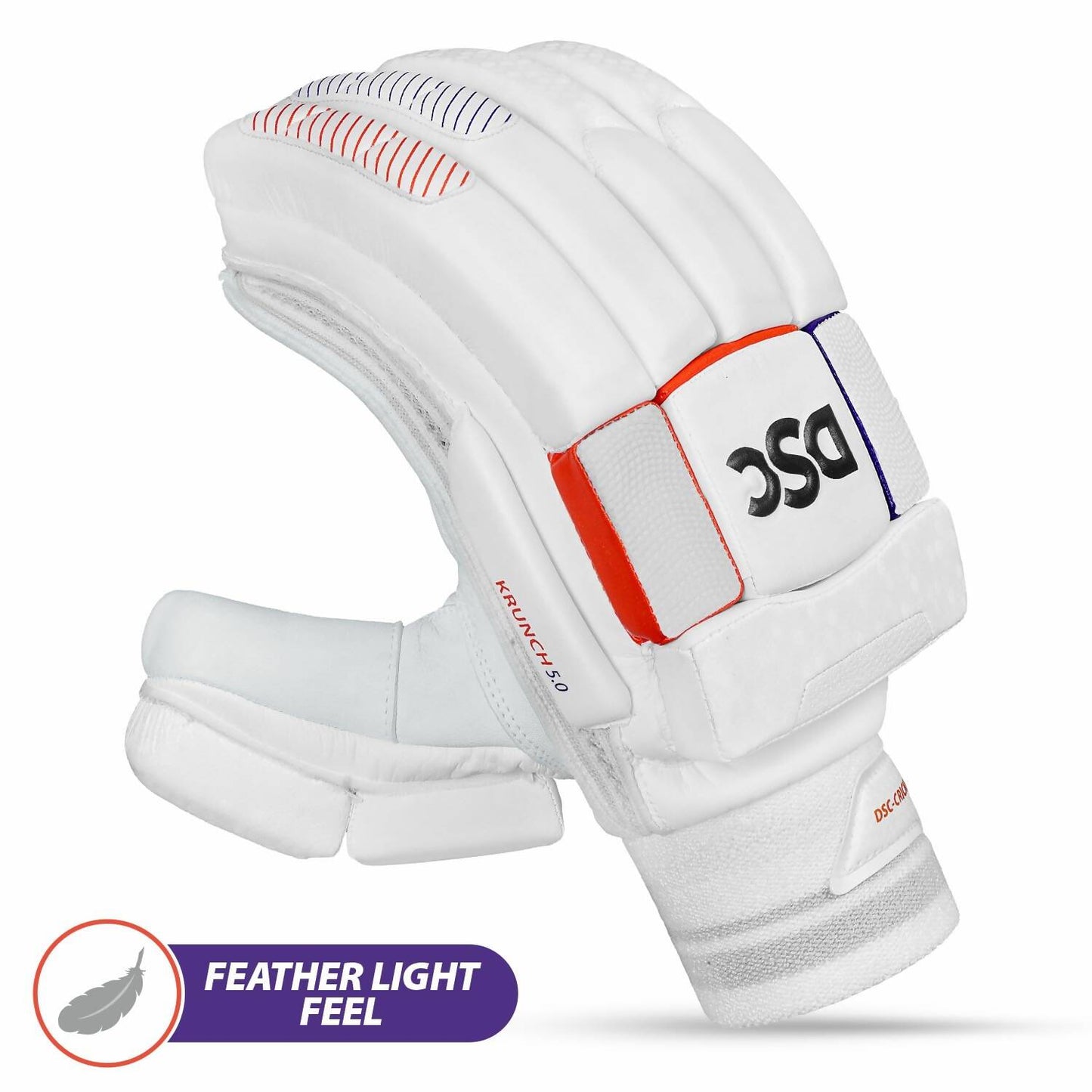 DSC Krunch 7.0 Men's Leather Right Hand Cricket Batting Gloves - Size Small (White Orange)