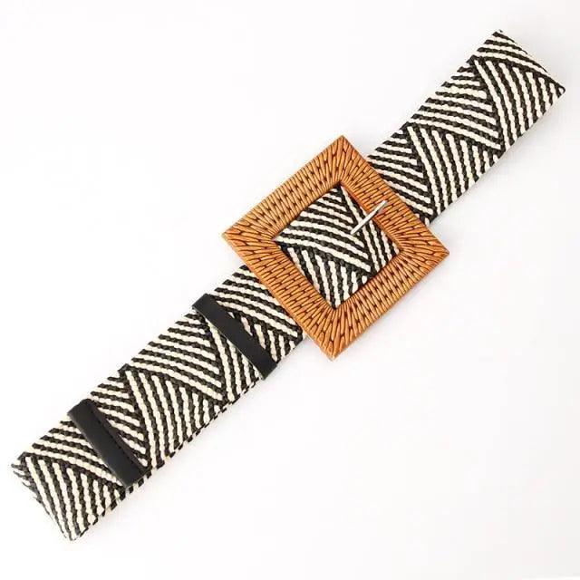 Charming Women Waist Belt Classic Round Wooden Buckle Casual Design Dress Women Buckle Waist Dress Band