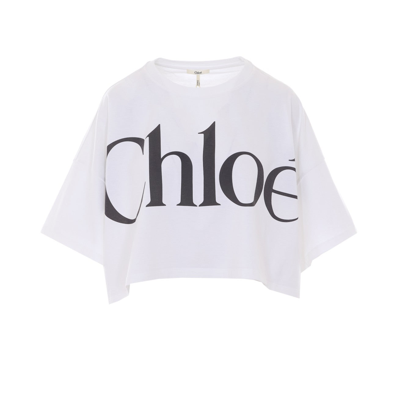 Chloe' Women Short Boxy T-Shirt With Logo In Cotton Jersey