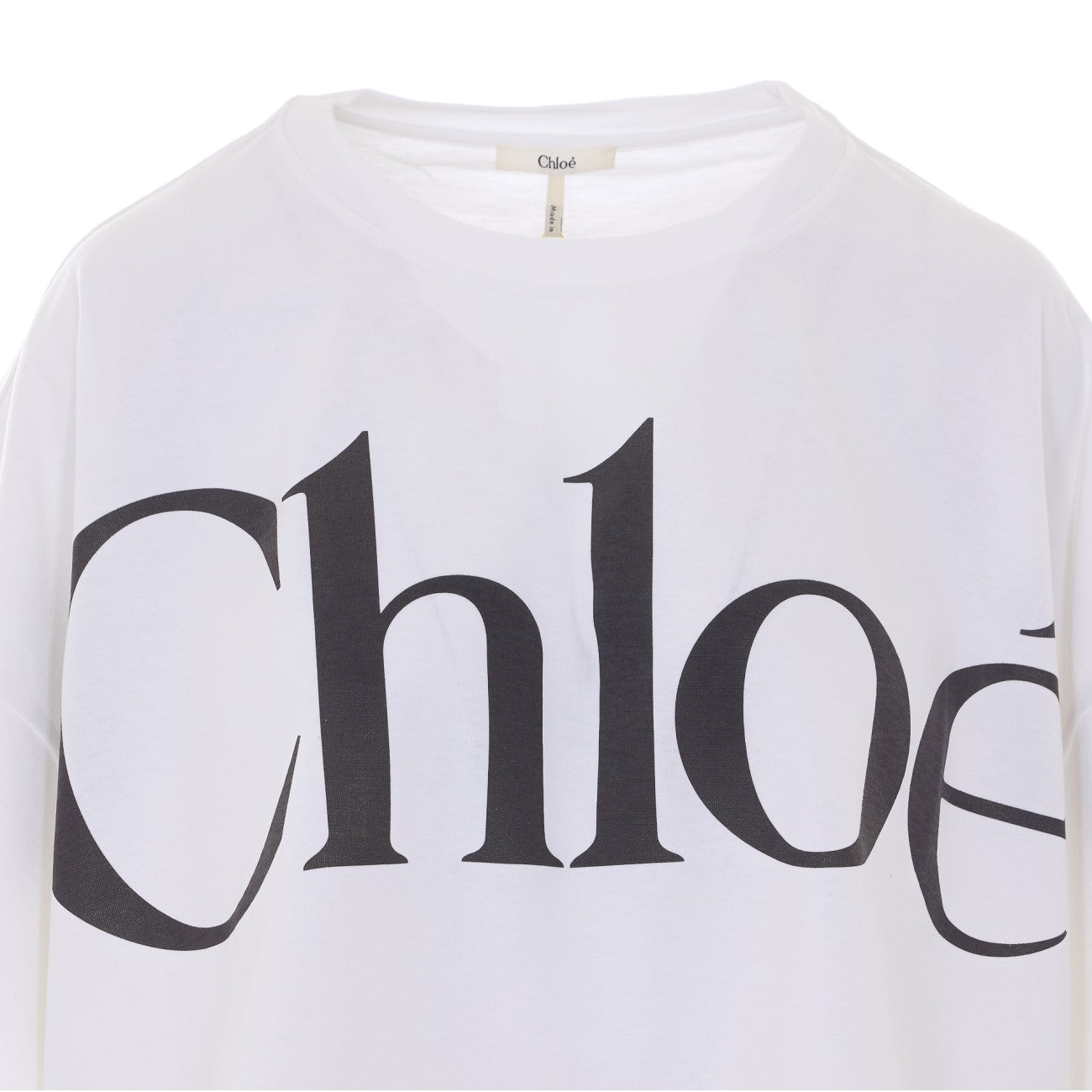 Chloe' Women Short Boxy T-Shirt With Logo In Cotton Jersey