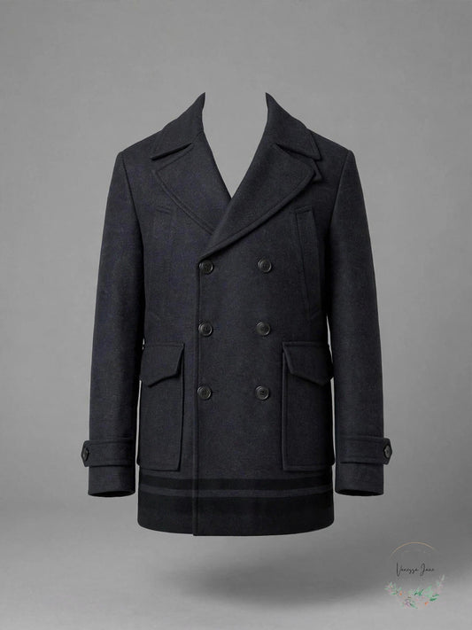Calvin Klein Mens Wool Pea Coat, Charcoal