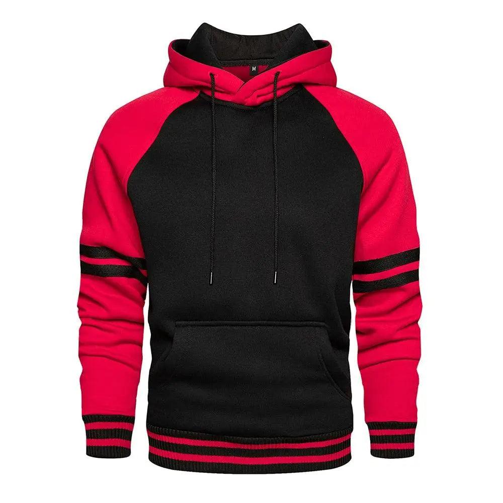 Cool Men's Patchwork Hooded Sweatshirt Hoodies Sport Clothing Casual Loose Fleece Warm Streetwear Modern Male Fashion Autumn Winter Outwear  Long Sleeve Pleated Comfy Round Neck Mens Sweatshirts Workout Sport Casual Hoodie