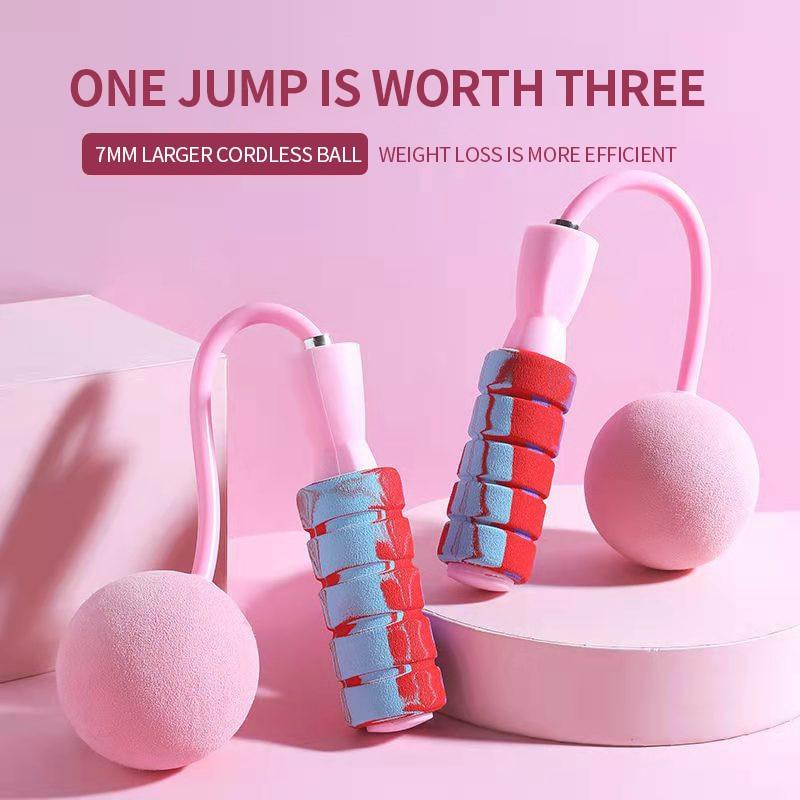 Cordless Skipping Rope Weight-Bearing Ball Sports Fitness Womens Indoor Dual-Use Weight Loss Sports Professional Fat Burning Ball Bearing Fast Rope Skipping Adjustable Memory Foam Anti Skid Handle Skipping Rope New Fitness Speed Rope For Men And Women