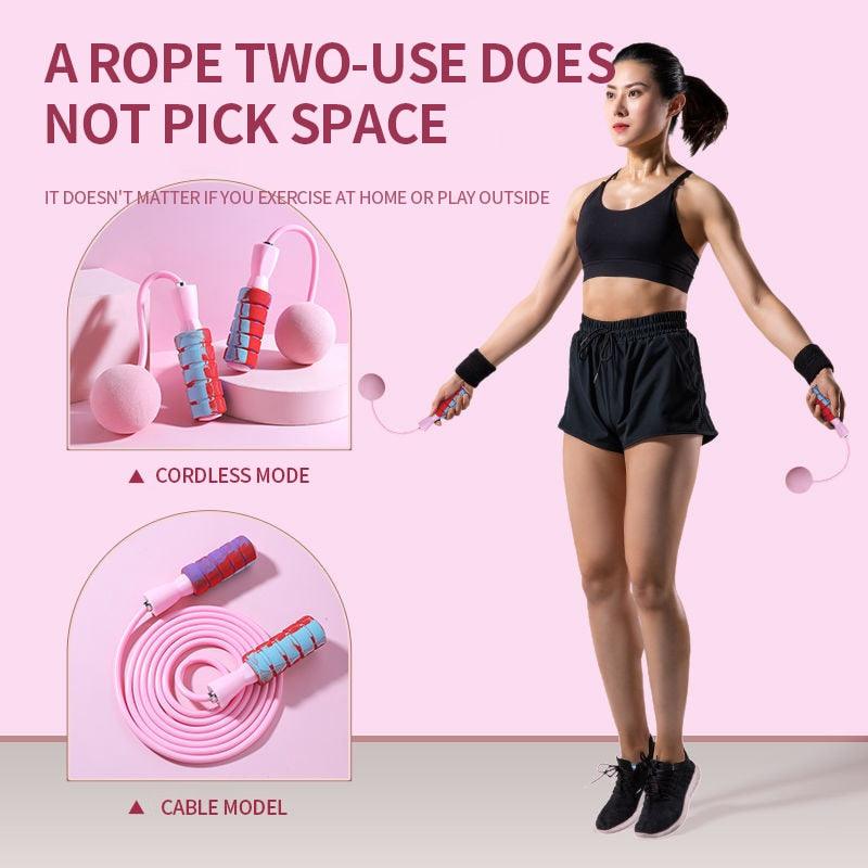 Cordless Skipping Rope Weight-Bearing Ball Sports Fitness Womens Indoor Dual-Use Weight Loss Sports Professional Fat Burning Ball Bearing Fast Rope Skipping Adjustable Memory Foam Anti Skid Handle Skipping Rope New Fitness Speed Rope For Men And Women