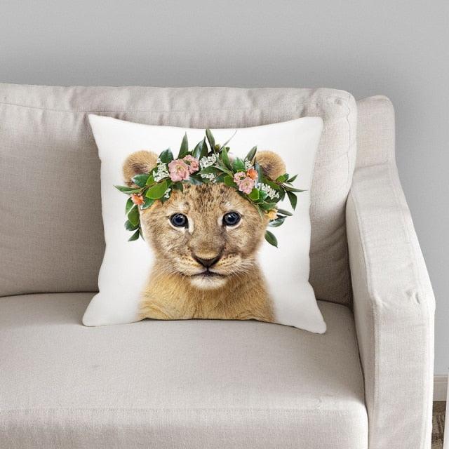 Cute Decorative Pillow Case Cover Grey Rabbit Isolated On A White Background Bunny Tail Back Soft Linen Pillow Case For Decorative Bedroom Case Cushion Covers Home Throw Pillows Flower Pillow Case Rabbit Sofa Animal Cushion Cover 45X45CM