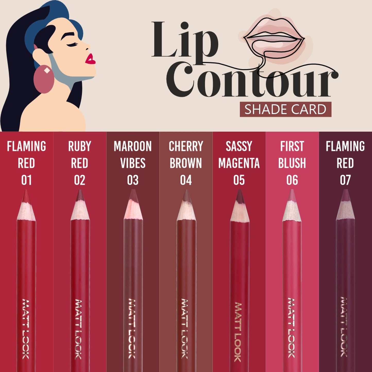 Matt Look Colorite Lip Contour Professional Matte Lip Color Pencil - Sassy Magenta 05