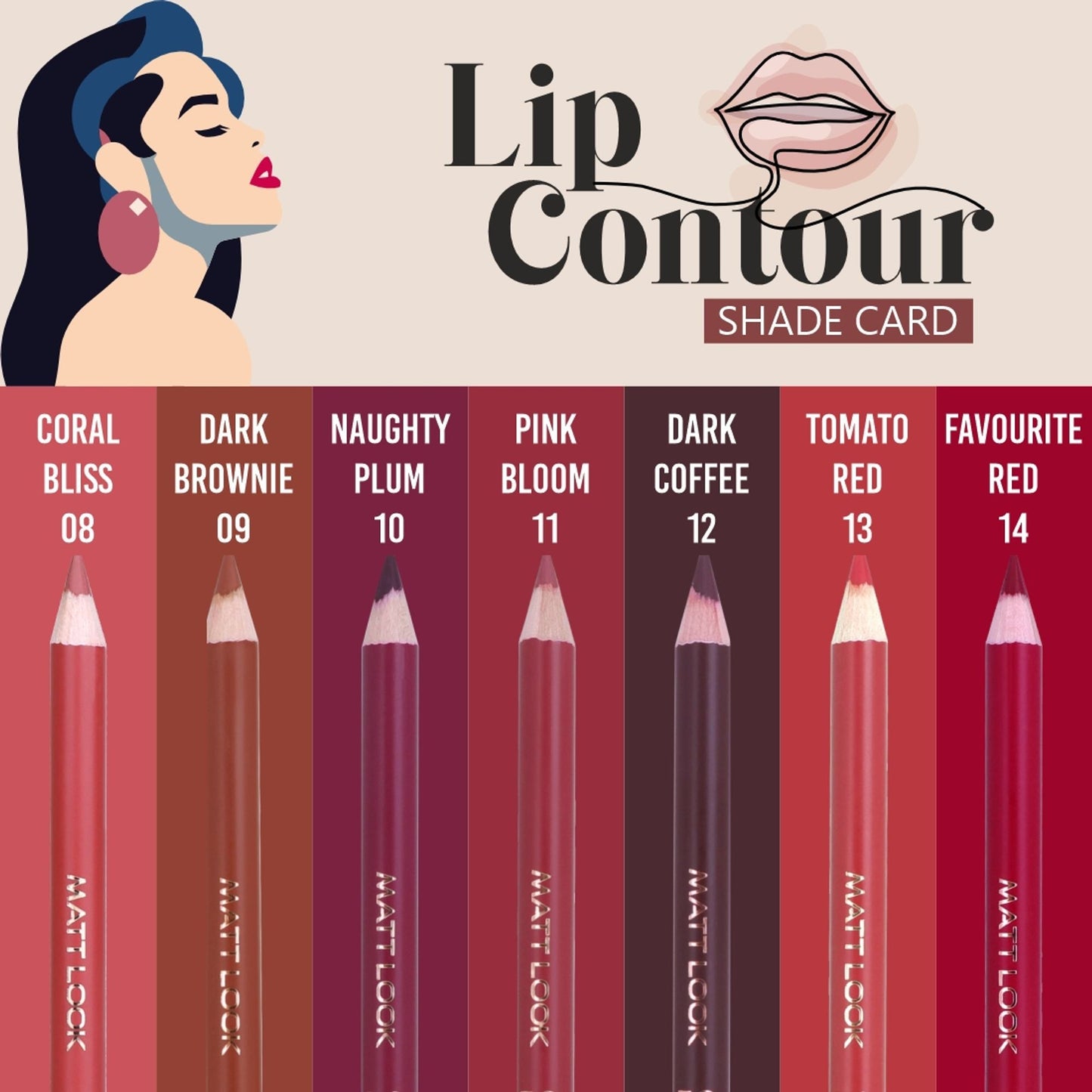 Matt Look Colorite Lip Contour Professional Matte Lip Color Pencil - Sassy Magenta 05