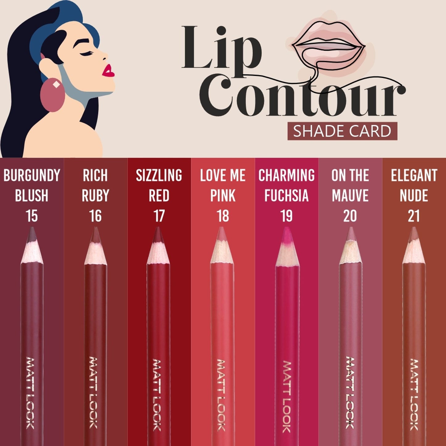 Matt Look Colorite Lip Contour Professional Matte Lip Color Pencil - Sassy Magenta 05
