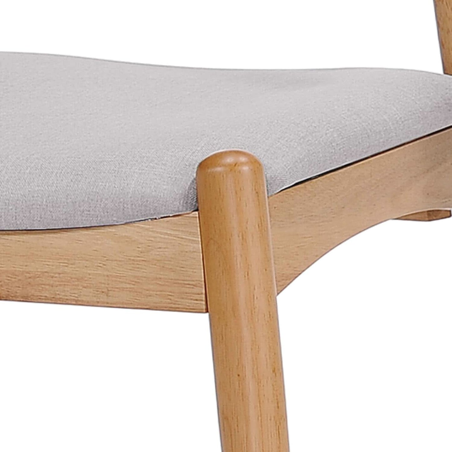 Beige Fabric Dining Chairs With Oak Finish 2 Pack Set