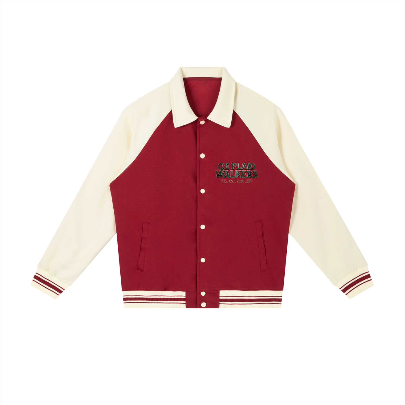 QE Plaid Walkers Sleeve Baseball Jacket