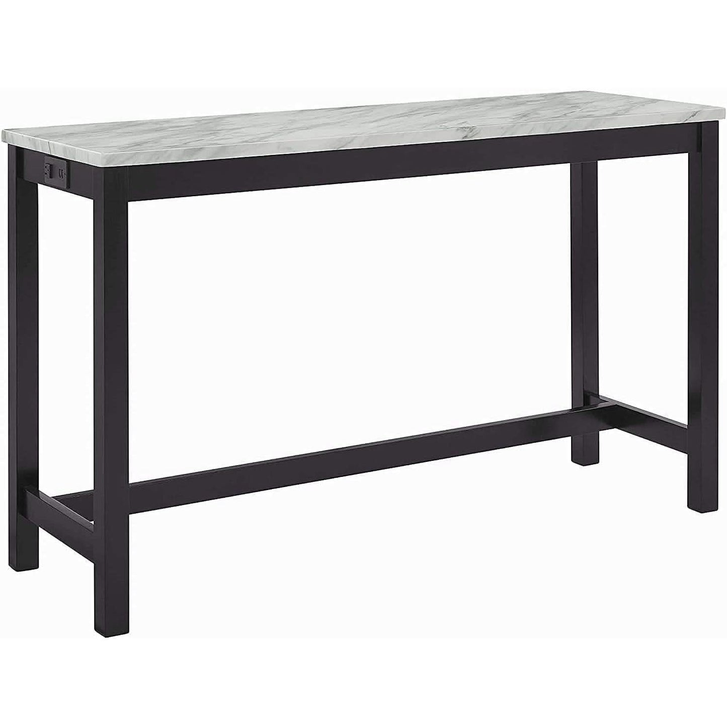 Blue Velvet Bar Table Set With Faux Marble Top 4 Piece