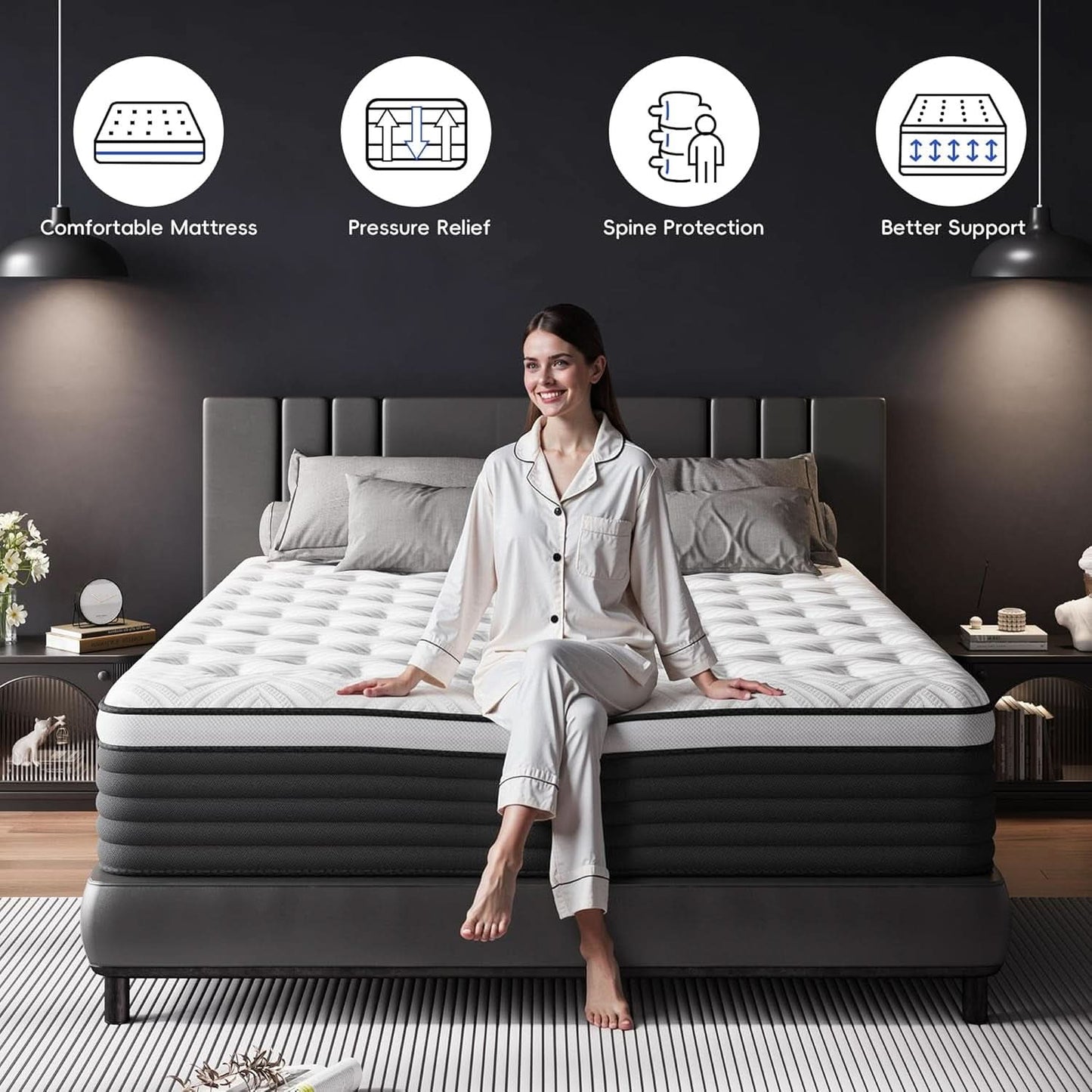 Twin Pressure Relief Memory Foam Hybrid Mattress Pocketed